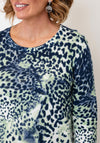 Olsen Animal Print With Rhinestone Detail Jumper, Green Multi