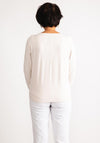 Olsen Contrast Fabric Long Sleeve Top, Beige