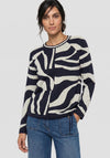 Olsen Abstract Print Jumper, Navy and Grey