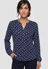 Olsen Geometric Long Sleeve Top, Blue Multi