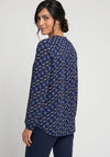 Olsen Geometric Long Sleeve Top, Blue Multi