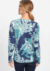Olsen Abstract Embellished Long Sleeve Top, Blue