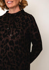 Olsen Animal Print with High Neckline Midi Dress, Brown