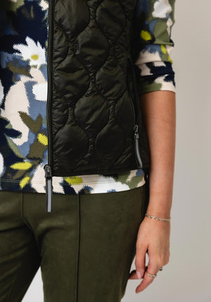 Olsen Quilted Zip Up Gilet, Army Green