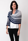 Olsen Polka Dot Striped Scarf, Navy and White