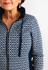 Olsen Eva Zip Up Knitted Cardigan, Navy Multi
