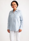 Olsen Lightweight Button Up Stripe Shirt, Blue and White