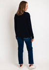 Olsen High Neck Ribbed Jacket, Navy