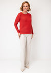 Olsen Textured Knitted Top, Orange