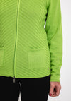 Olsen Eva Rib Zip Front Cardigan, Kiwi