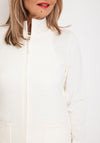 Olsen Eva Rib Zip Front Cardigan, Off White