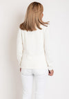 Olsen Eva Rib Zip Front Cardigan, Off White