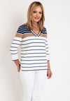 Olsen Henny Striped Jumper, Night Blue