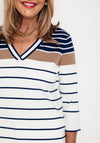 Olsen Henny Striped Jumper, Night Blue