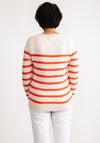 Olsen Henny Striped Round Neck Jumper, Beige and Orange