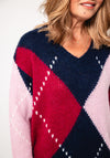 Olsen Damond Knit V Neck Jumper, Navy