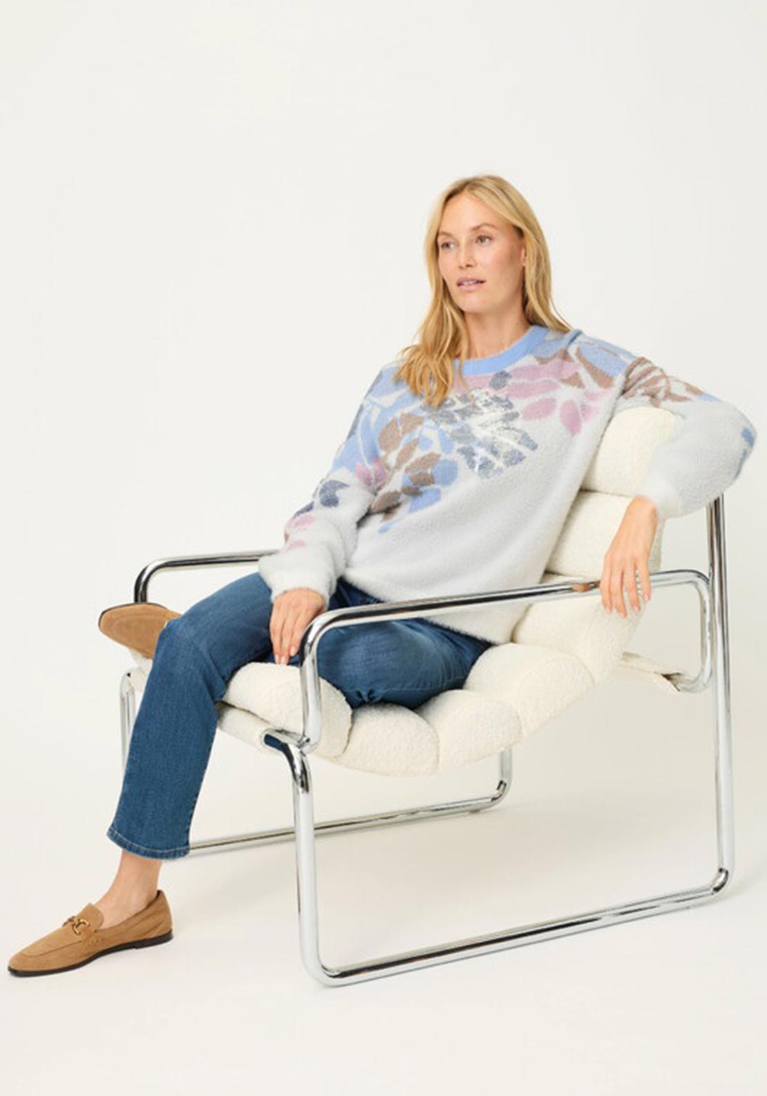 Olsen Sequin Cotton Jumper, White