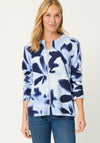 Olsen Leaf Print Zip Up Cotton Jacket, Blue