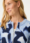 Olsen Leaf Print Zip Up Cotton Jacket, Blue