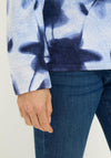 Olsen Leaf Print Zip Up Cotton Jacket, Blue
