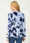 Olsen Leaf Print Zip Up Cotton Jacket, Blue