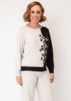 Olsen Animal Print Detail Knitted Jumper, Brown Multi