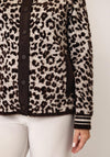 Olsen Leopard Print Textured Jacket, Beige Multi