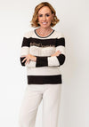 Olsen Striped with Logo Knitted Jumper, Brown Multi