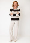 Olsen Striped with Logo Knitted Jumper, Brown Multi