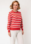 Olsen Knitted Striped Jumper, Orange and White