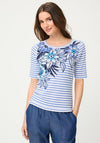 Olsen Striped with Floral Print Top, Blue Multi