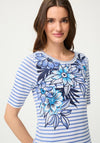 Olsen Striped with Floral Print Top, Blue Multi
