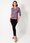 Olsen Graphic Floral Cropped Sleeve Top, Pink