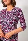 Olsen Graphic Floral Cropped Sleeve Top, Pink