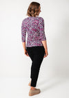 Olsen Graphic Floral Cropped Sleeve Top, Pink