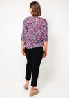 Olsen Graphic Floral Keyhole Button Top, Pink