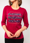 Olsen Graphic Print Cropped Sleeve Top, Pink