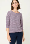 Olsen Abstract Print Round Neck Cotton Top, Pink