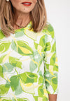 Olsen Edda Leaf Print T-Shirt, Citron