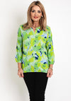 Olsen Clara V-Split Neckline Floral Top, Kiwi