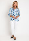 Olsen Geometric Print Tunic Top, Blue