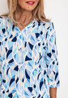Olsen Geometric Print Tunic Top, Blue