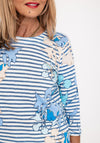 Olsen Hannah Striped Round Neck Top, Blue