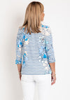 Olsen Hannah Striped Round Neck Top, Blue