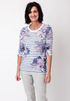 Olsen Striped Floral Top, Blue and White