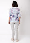 Olsen Striped Floral Top, Blue and White