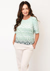 Olsen Ombre Abstract Print T Shirt, Green