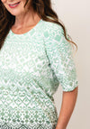 Olsen Ombre Abstract Print T Shirt, Green