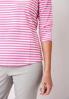 Olsen Hannah Striped V Neck Top, Pink and White