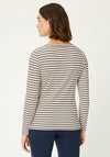 Olsen Striped Embellished Print Top, Navy